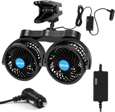 Car Fan Adjustable Dual Head 12v 360 Rotatable 4 Inches Car Clip Fan For Front