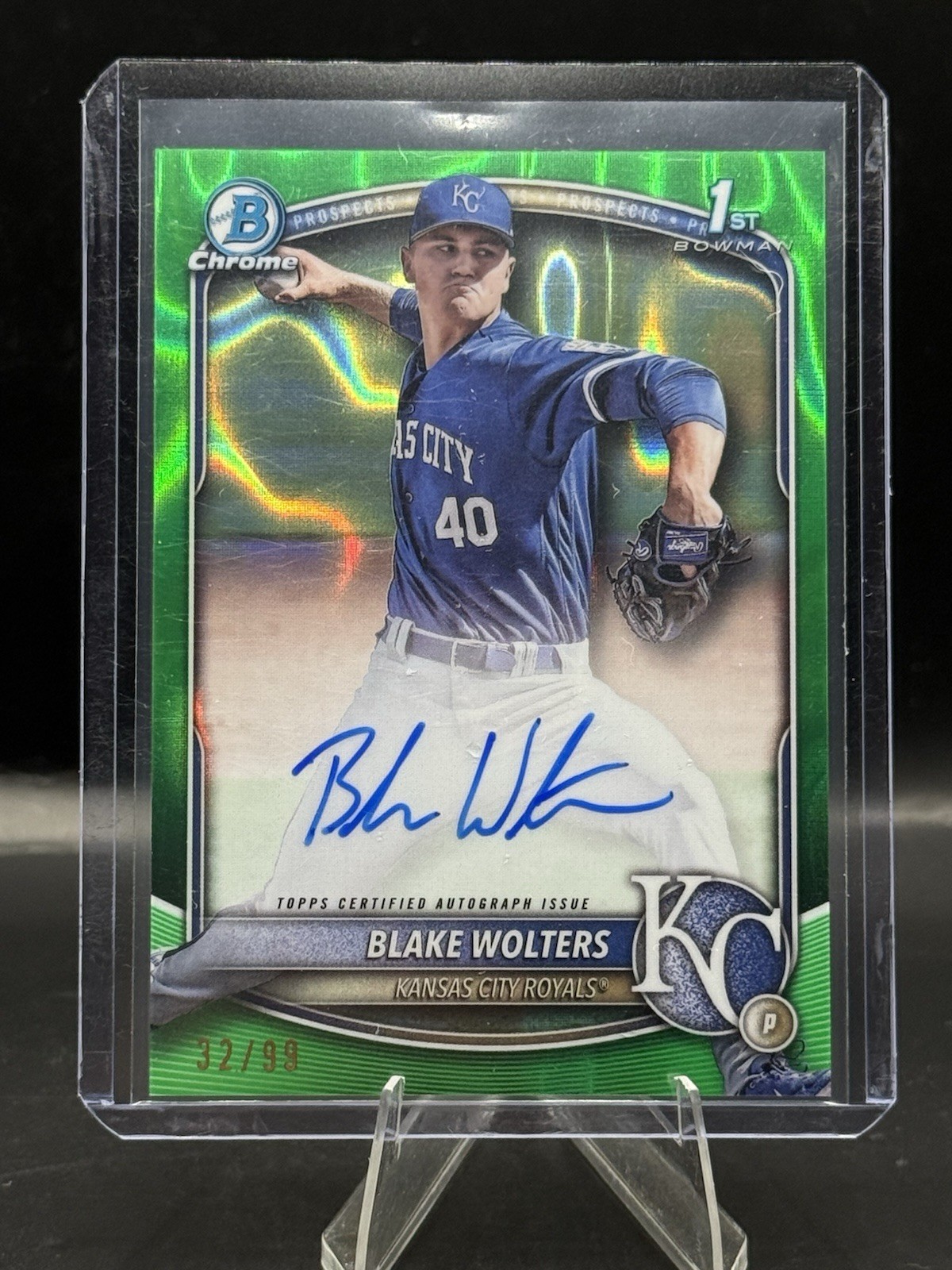 BLAKE WOLTERS 2025 BOWMAN CHROME 1ST Green Lava /99 REFRACTOR AUTO