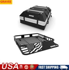 46"/ 51"/64" Universal Roof Rack Basket SUV Rooftop Cargo Carrier w/ Cargo Bag