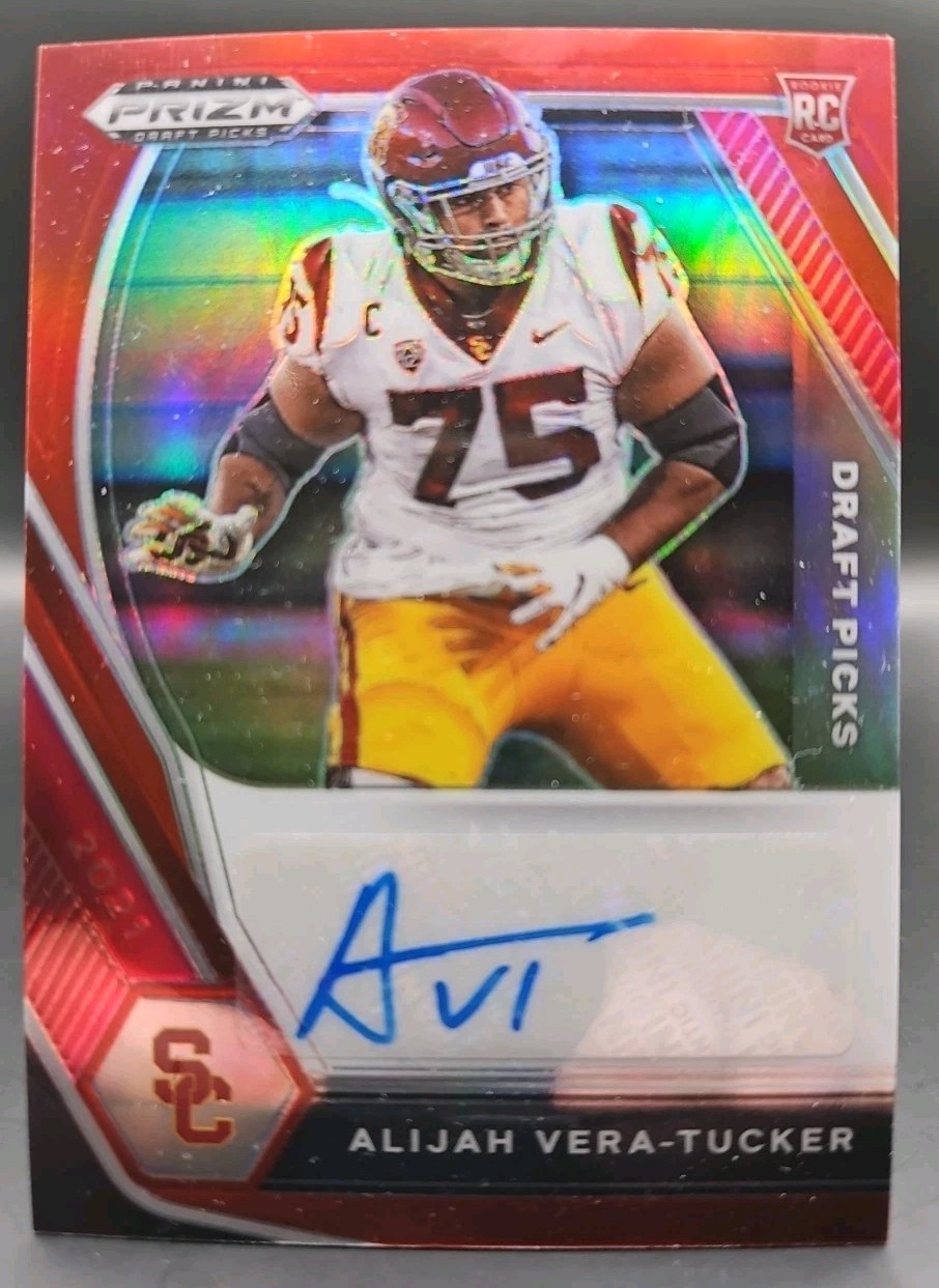 Alijah Vera-Tucker Panini Prizm Draft Picks Draft Picks Autographs #AVT Red