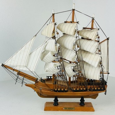 Vintage Sailing ship H.M.S. Victory desktop wooden model Nautical