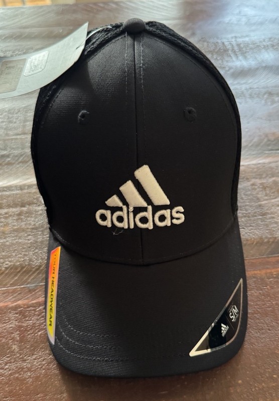 Adidas TaylorMade Adizero Golf Cap Hat Adult Size S/M Black Logo Stretch Fit