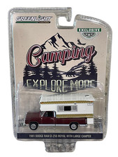 GREENLIGHT Red and White 1981 DODGE RAM D-250 ROYAL with LARGE CAMPER 1/64