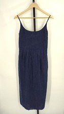 Quince Women 100% European Linen Scoop Neck Midi Dress Deep Navy S