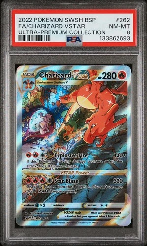 2022 POKEMON SWSH BLACK STAR PROMO #262 FULL ART/CHARIZARD VSTAR PSA 8