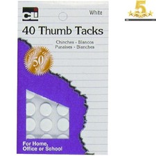 40 Pack of Durable Brass Plated White Thumb Tacks for Efficient Organization