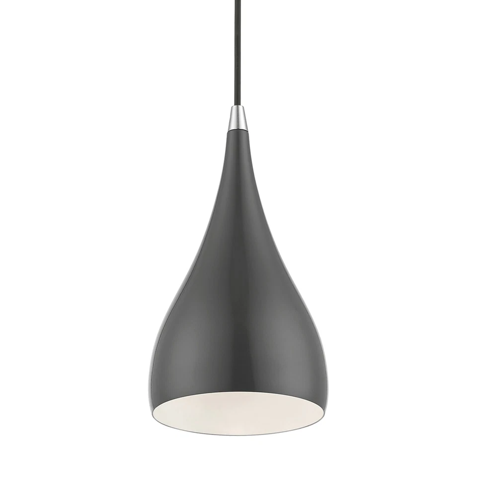 Mini Colgante Livex Lighting 41171 Amador 6"W - Amarillo Brillante/Cromo Pulido Foto 3 de 4