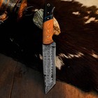 9.0" Handmade Damascus Hunting Knife Full Tang Hybrid Handle Leather Sheath — photo 4