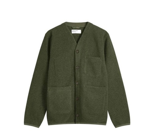 Universal Works Wool Fleece Cardigan Medium Olive Mens Xlarge
