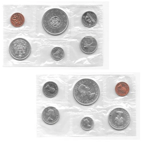 CANADA 1 CENT - 1 DOLLAR 1964 6 Coins Proof Like Set, (4 Silver Coins). BB21
