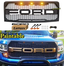 Grille Black For 2009-2014 Ford F150 Grill Raptor Style Upgrade Mesh W/Letters