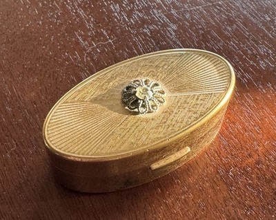 Vintage Max Factor Gold Tone Lipstick Mirror Holder Compact