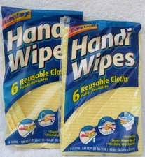 Vintage 2 Packages Handi Wipes-Sealed 6 Pack Extra Large Reusable Cloths