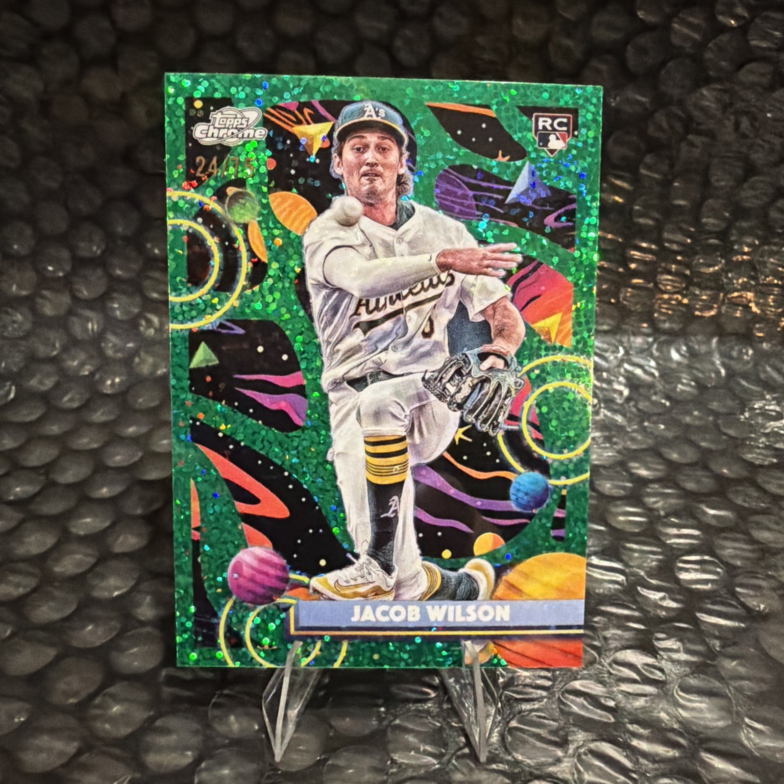 2025 Topps Cosmic Chrome - Jacob Wilson #139 Green Space Dust Refractor /75 (RC)