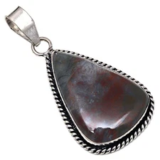 Pendant Moss Agate Gemstone Handmade Gift For Her Silver Jewelry 2.25"