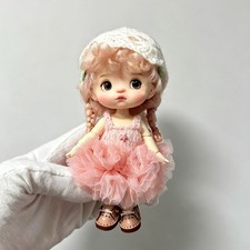 1/12 Resin Head Doll 15cm Lovely Mini Moveable Eyes Handpainted Makeup Assembled
