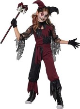 Psycho Jester Circus Carnival Scary Clown Fancy Dress Up Halloween Child Costume
