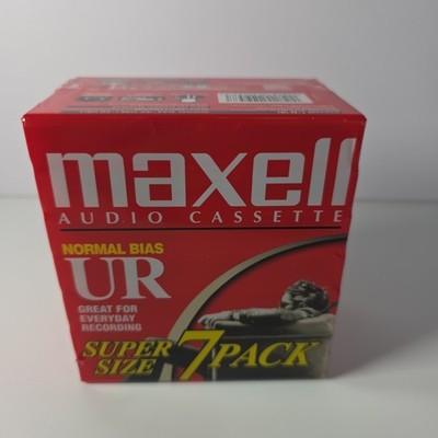 Maxell Audio Cassette Normal Bias UR 90 Super Size 7 Pack , NEW Factory Sealed