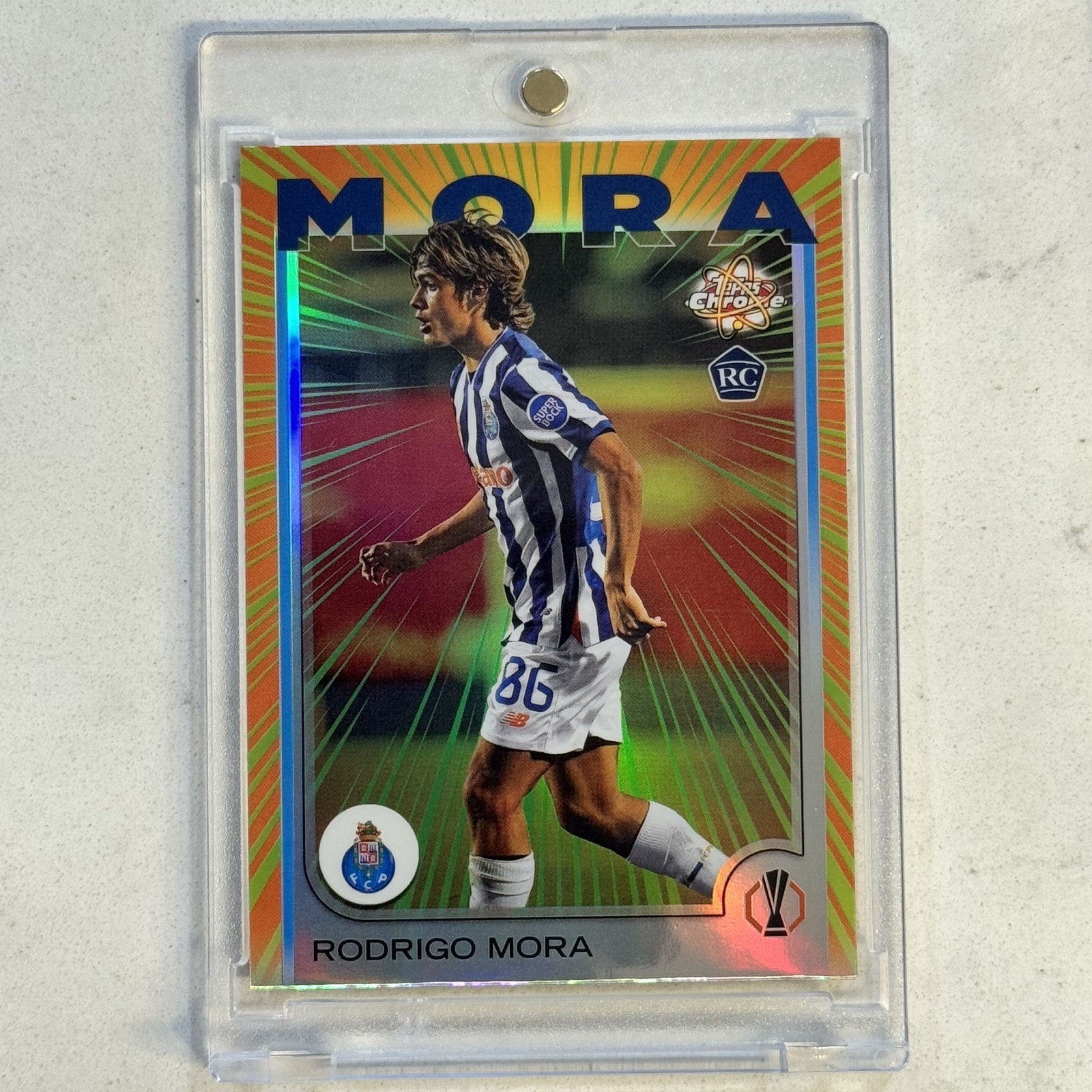2024-25 Topps Chrome UEFA Rodrigo Mora Radiating Rookie RC Case Hit SSP #RR-5