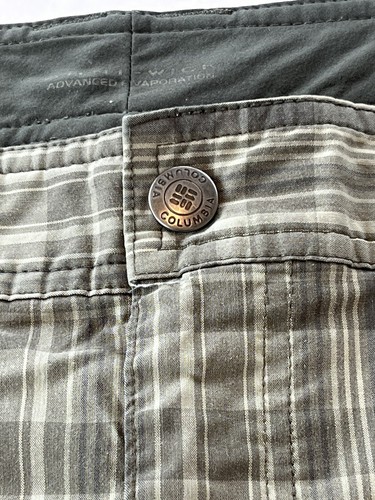 Columbia Omni Wick Plaid Shorts Men's 44 Green Side Zip Outdoor Walk Hike Camp - Picture 4 of 8