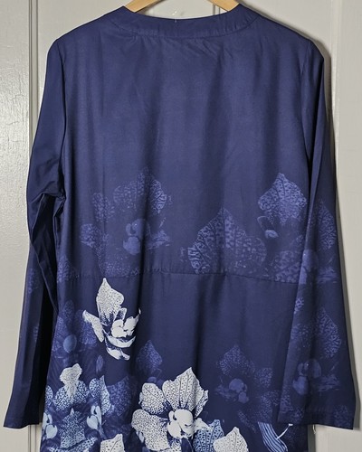 Just Fashion Now Dress Women's Size M Navy Blue White Floral Shift Pockets - Picture 14 of 22