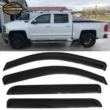 Fits 14-19 GMC Sierra Chevy Silverado Crew Cab Window Visor Rain Sun Guard Vent