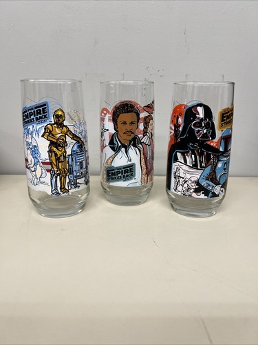 1980 Star Wars Burger King Coca Cola Gläser THE EMPIRE STRIKES BACK 3er Set