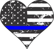 Thin Blue Line Police Heart Sticker Made in USA!