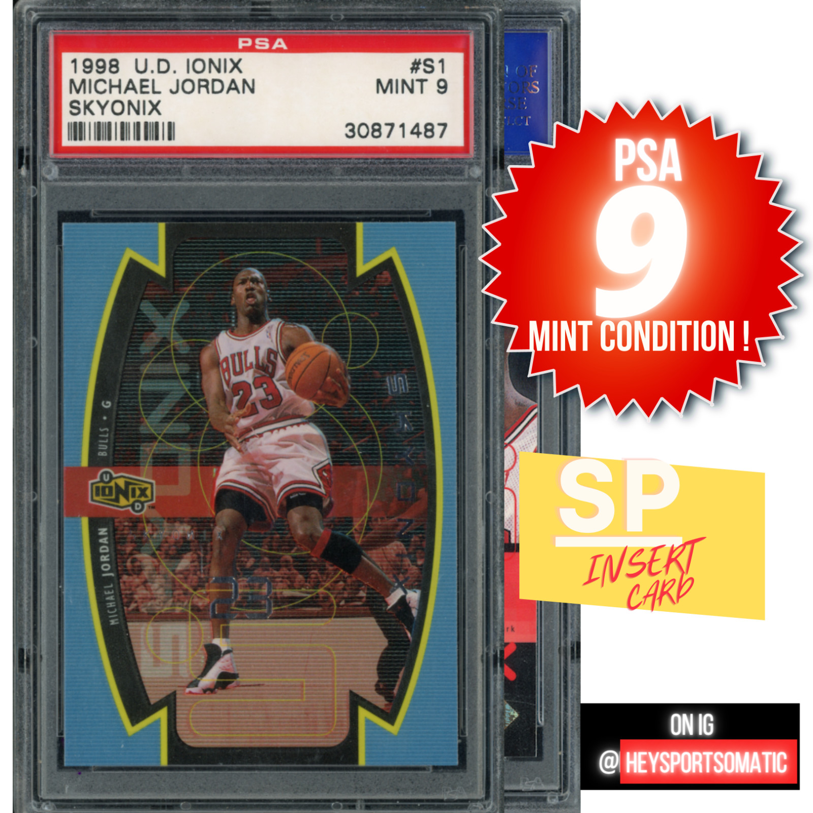 Michael Jordan 1998 Upper Deck IONIX #S1 SKYONIX SSP PSA 9 MINT CHICAGO BULLS