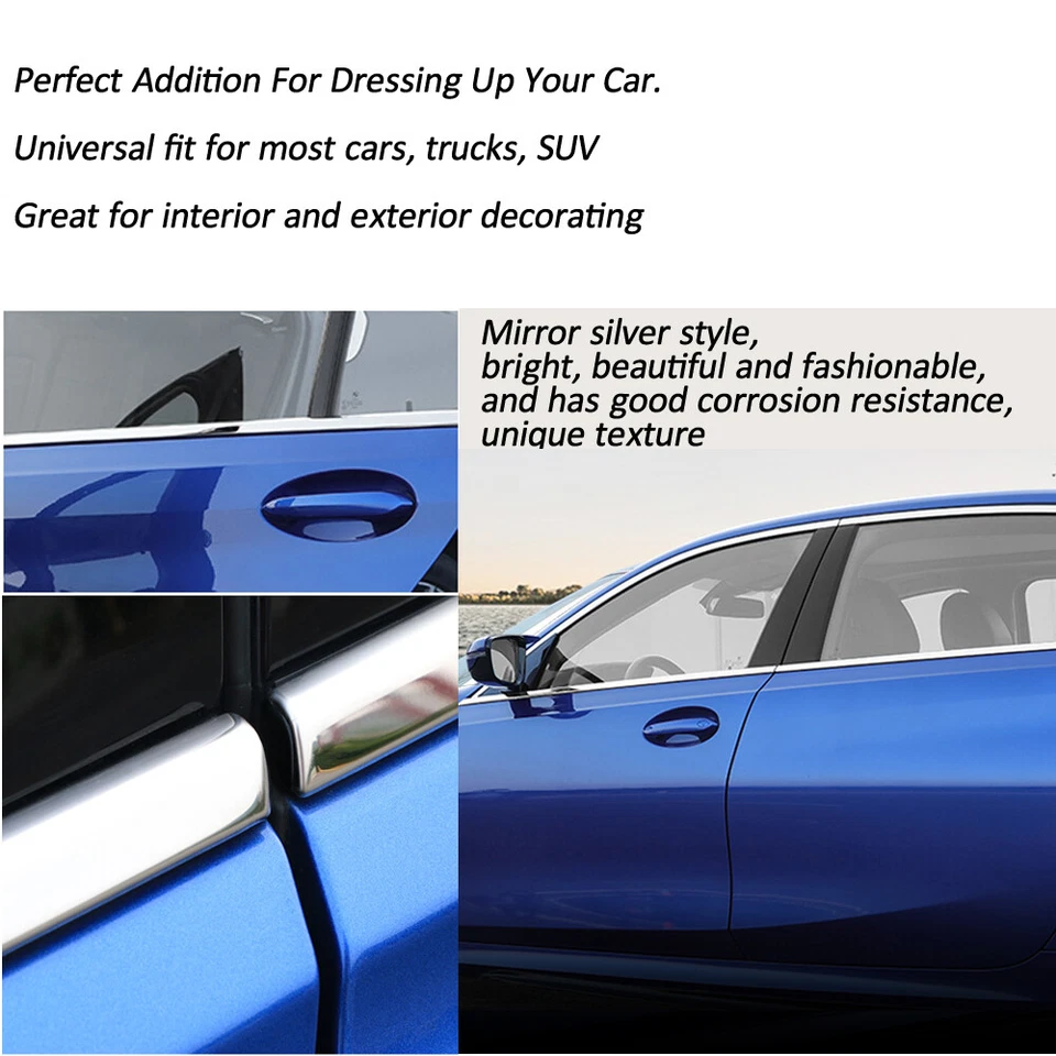 Chrome Trim Molding Strip For Car/Truck Bumper Door Window Body Side Decoration Foto 2 de 4