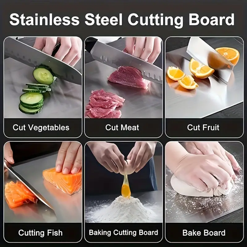 100%StainlessSteel Kitchen Chopping Board Dough Board Worktop Meat Cutting Board - Picture 4 of 5
