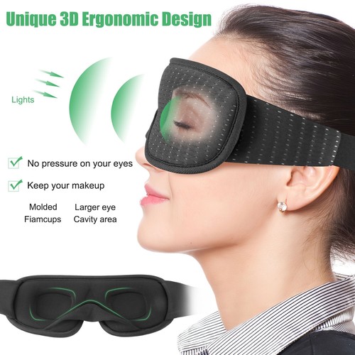 3D Sleep Eye Mask For Men&Women 100% Light Blocking Blindfold Travel Accessories - Picture 4 of 11