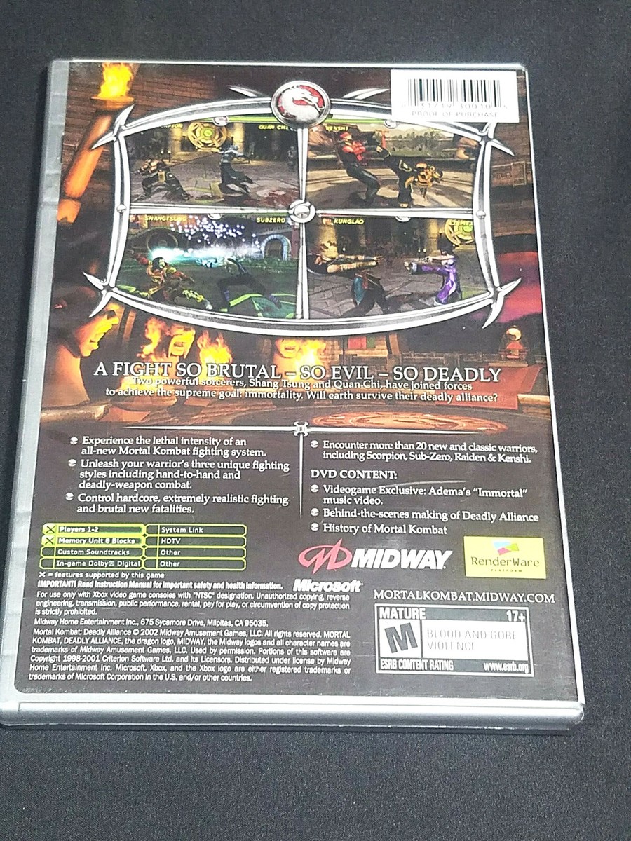 Xbox Mortal Kombat Deadly Alliance Platinum Hits 31719300105| eBay