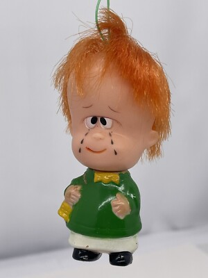 Vintage YuleTide Rubber Large Redhead Christmas Ornament Crying With Bell