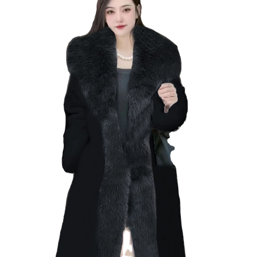 Cappotto pelliccia visone sintetico invernale caldo donna nuovo pelliccia pelliccia volpe collo giacca cappotti lunghi - Foto 10 di 19