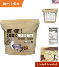 Wholesome 3 lb Organic Rolled Oats - Old Fashioned Gluten Free for Families