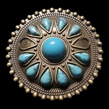 Vintage Faux Turquoise Belt Buckle Native American Western
