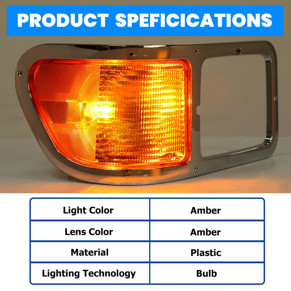 Esquina de señal de bisel de faros laterales para pasajero con bombilla para Ford F650 F750 2000-2015 Foto 4 de 4