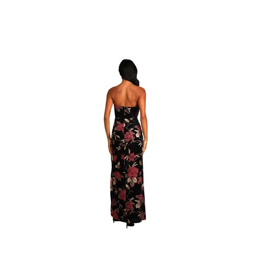 Lulus Exquisite Black Floral Burnout Velvet Strapless Dress Size S - Picture 3 of 9