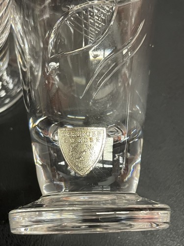 Vintage Orrefors Fish Etched Crystal Shot Glasses & Decanter /Original Label Etc - Picture 10 of 14