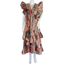 Ulla Johnson Women's Fontaine Midi Dress Amaryllis Asymmetric Multicolor Sz 2