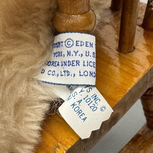 1975 Paddington Bär Plüsch Eden Toys Vintage mit Schaukelstuhl roter Pullover gelber Hut - Bild 11 von 17