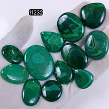 12Pcs 674Ct Natural Malachite Cabochon Back Unpolished Lot 46x34-26x22mm#R-11232