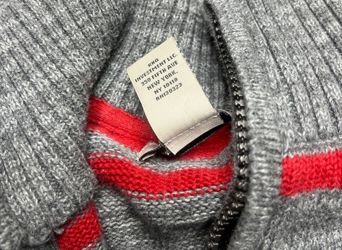 Calvin Klein Pullover Sweater 14/16 Kids Gray /Red Striped 100% Cotton Half-Zip - Picture 2 of 11