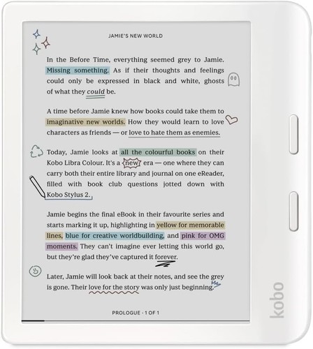 Kobo Libra Colour 7" Digital Text Reader WIFI BT USB-C White 32GB - Picture 2 of 3
