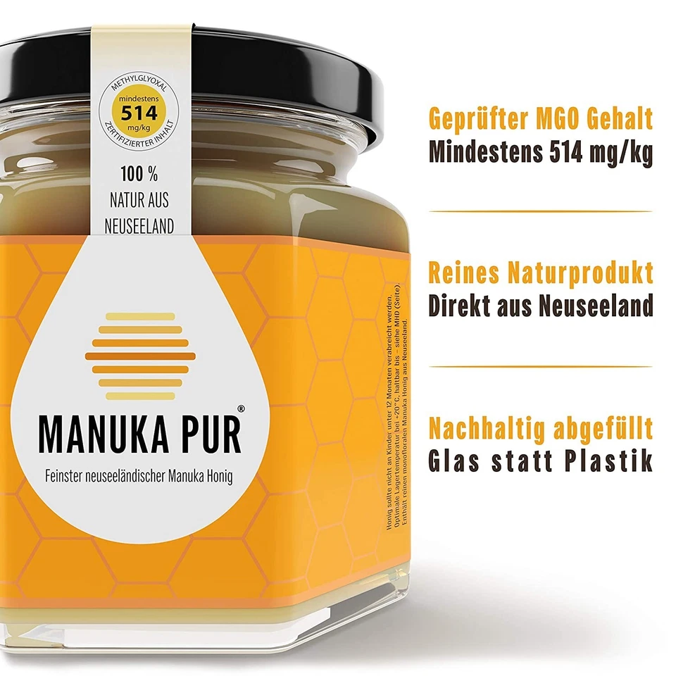 Manuka Honey PUR MGO 514+ 250g - Premium New Zealand - 100% Pure & Lab Tested - Image 4 of 4
