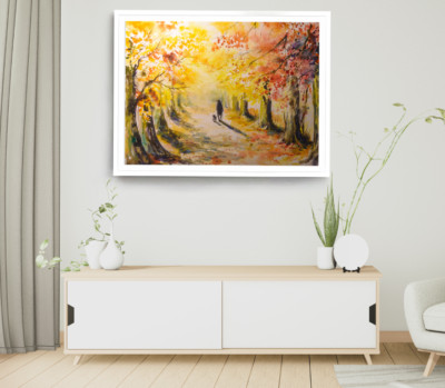 Nature Print, Trees Wall Art, Watercolor Framed Oil Painting Wall Art,Vector Art