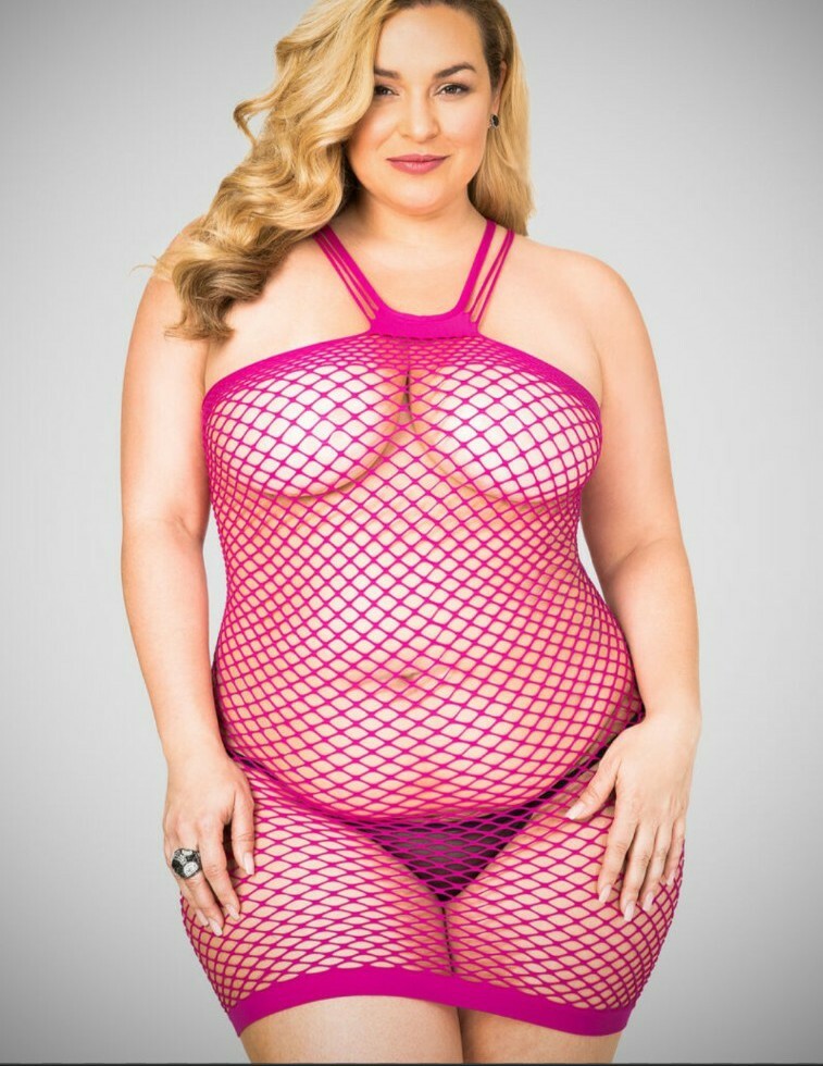 Lingerie Mini Dress #30 Hot Pink Fishnet ONE SIZE Fits Most 22W Sexy PLUS  SIZE | eBay