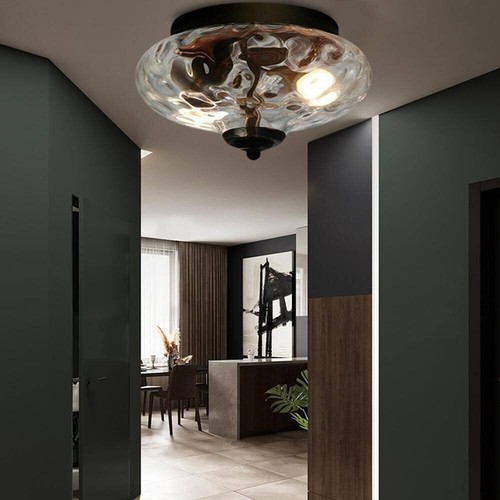 9 in. 2-Light Beige Flush Mount Creative Glass Ceiling Light for Living Bedroom - Picture 8 of 8