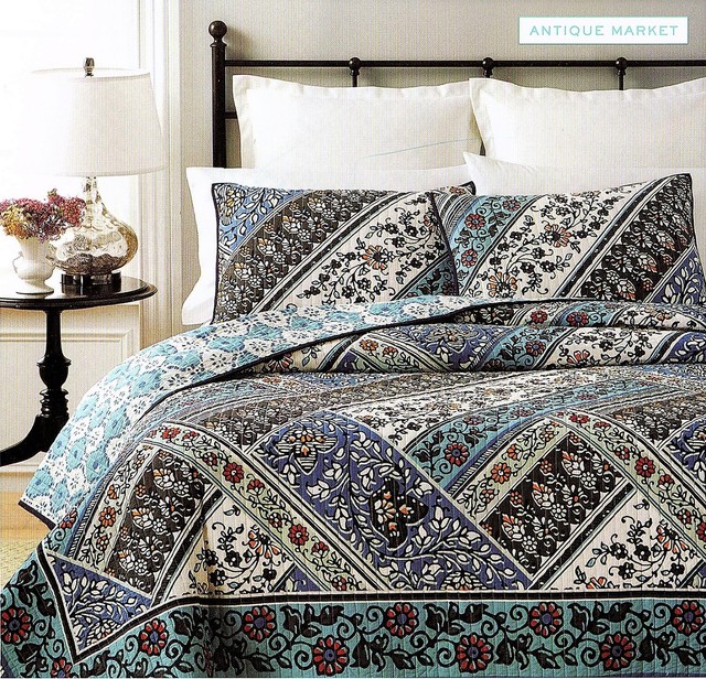 Martha Stewart Antique Market Reversible 100/% Cotton Multi Color Full Queen Quilt